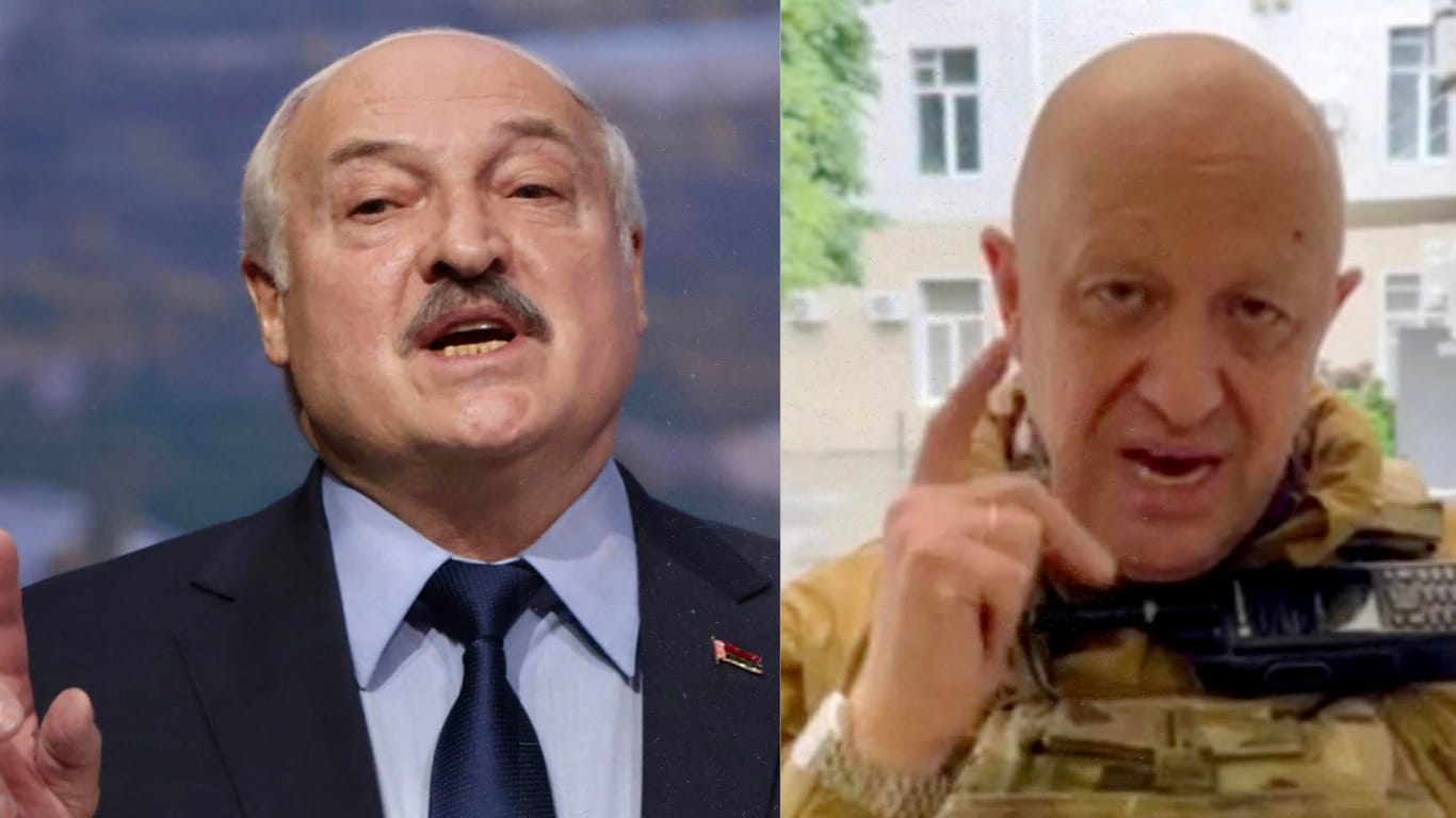 Haben telefoniert: Belarusslands Diktator Lukaschenko (l.) und Söldnerchef Prigoschin.