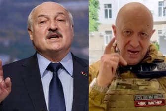 Haben telefoniert: Belarusslands Diktator Lukaschenko (l.) und Söldnerchef Prigoschin.