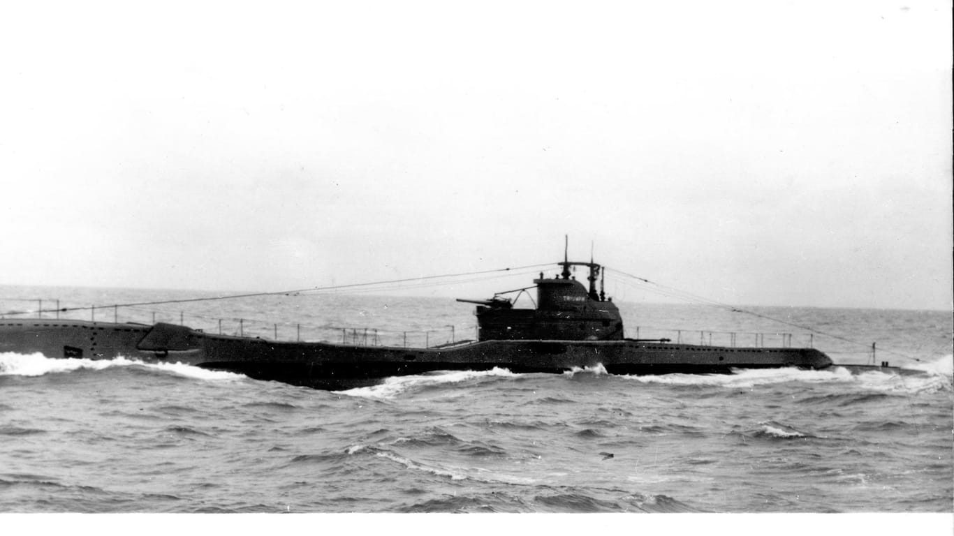 Das U-Boot HMS Triumph in einer historischen Aufnahme. Das Wrack wurde jetzt gefunden.