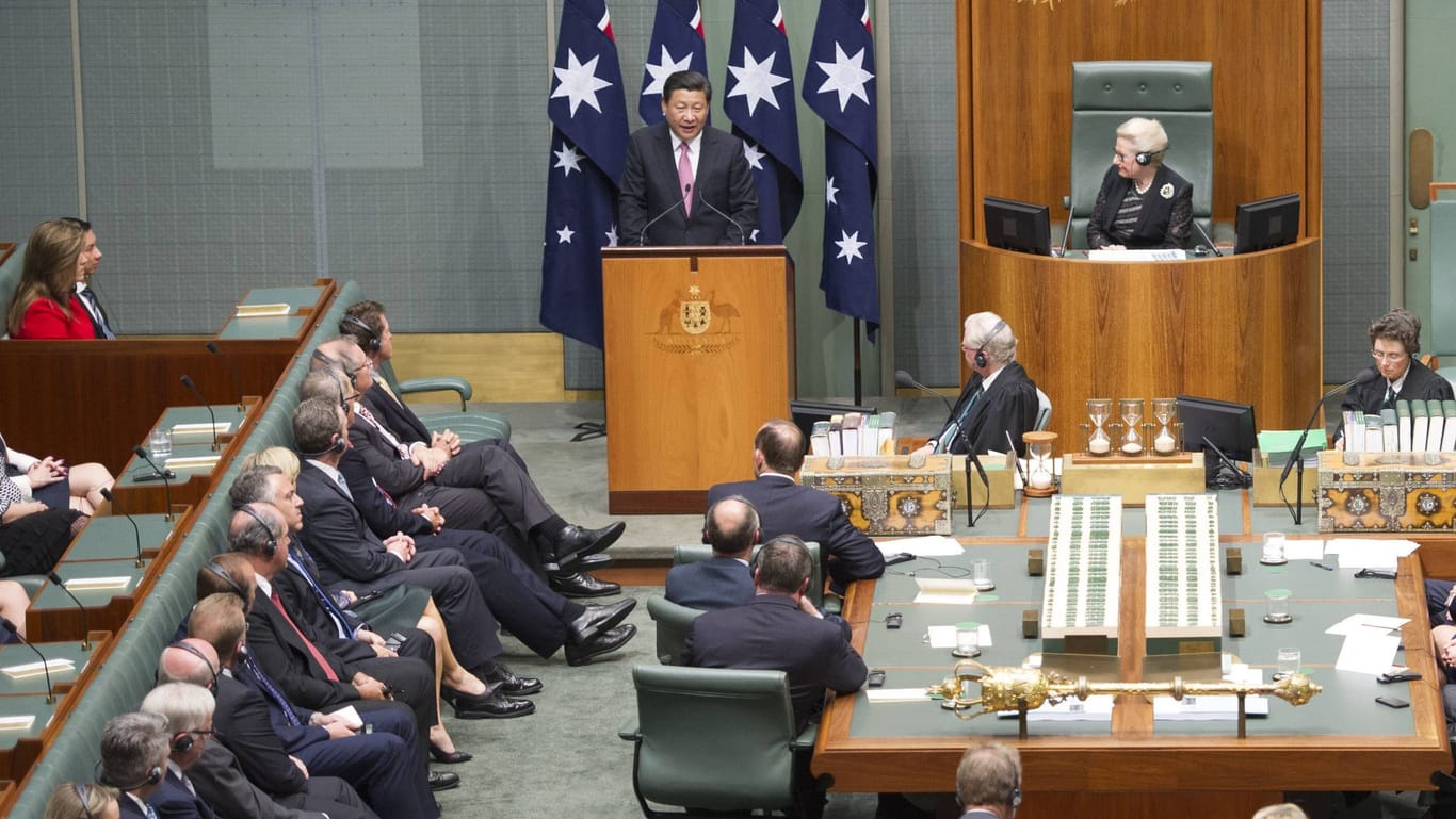 Xi Jinping spricht 2014 im australischen Parlament.