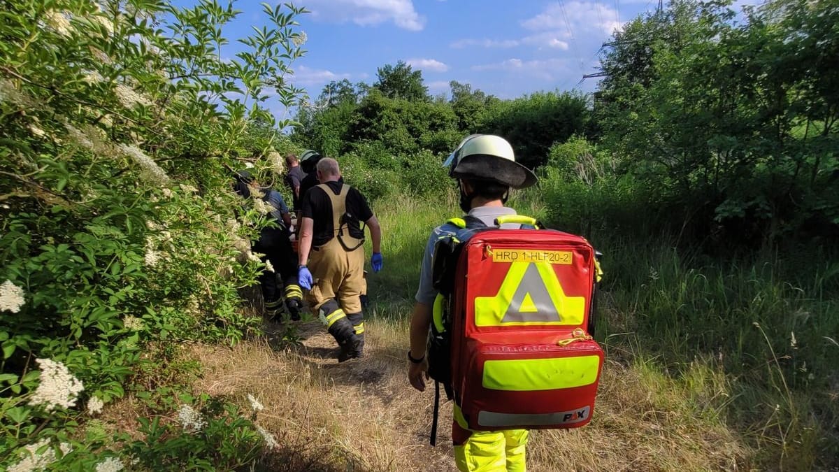 Zu Fuß marschierte das Einsatzteam den Berg hinauf.