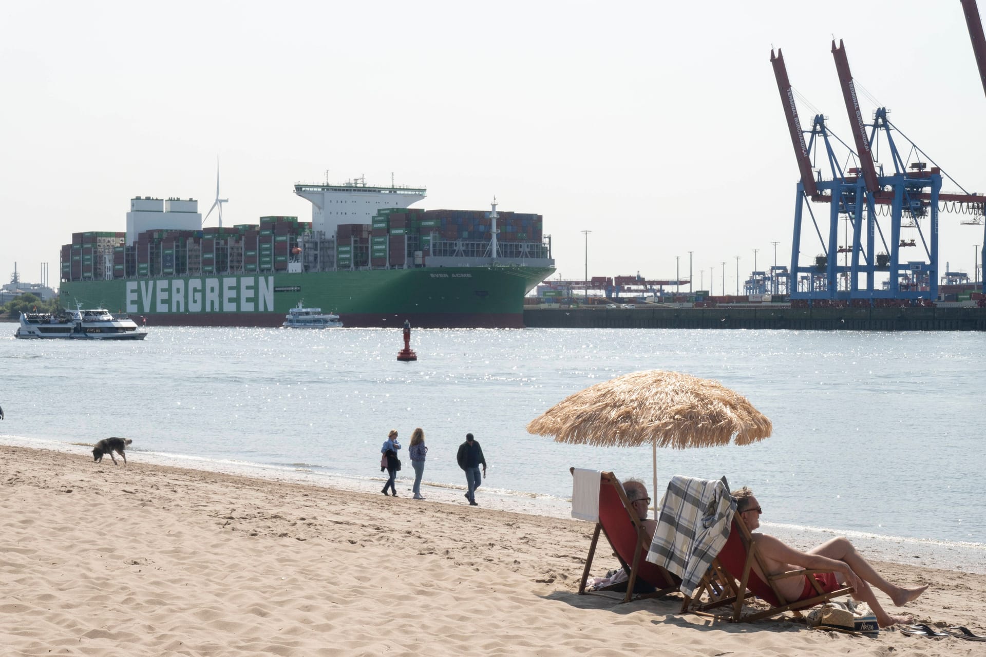 Die Hamburger genießen das sonnige Wetter am Elbstrand in Hamburg: Das wird auch zu Beginn der neuen Woche möglich sein.