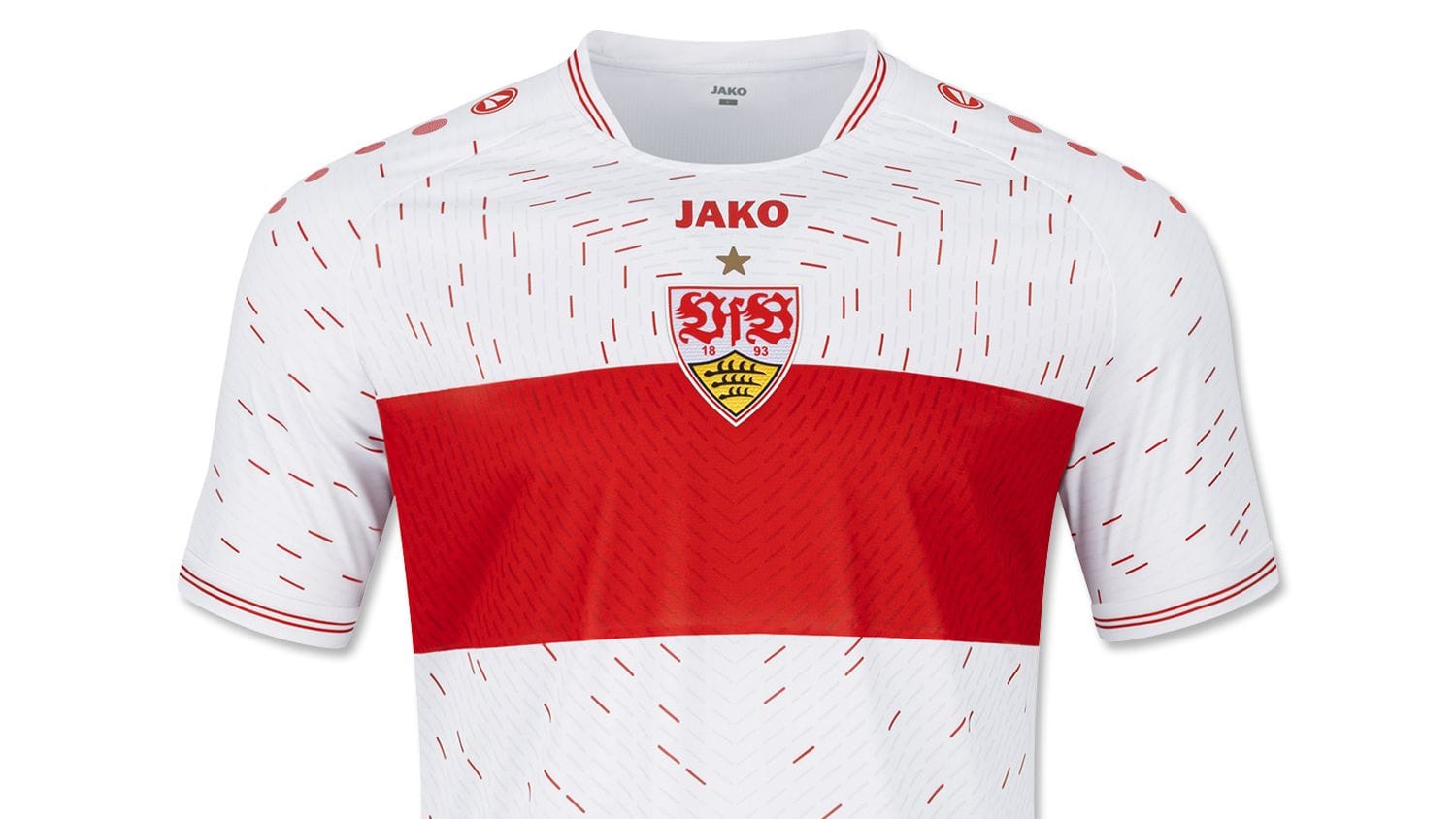 Das neue Heimtrikot des VfB Stuttgart für die Saison 2023/24: Im Mittelpunkt soll das Wappen stehen.