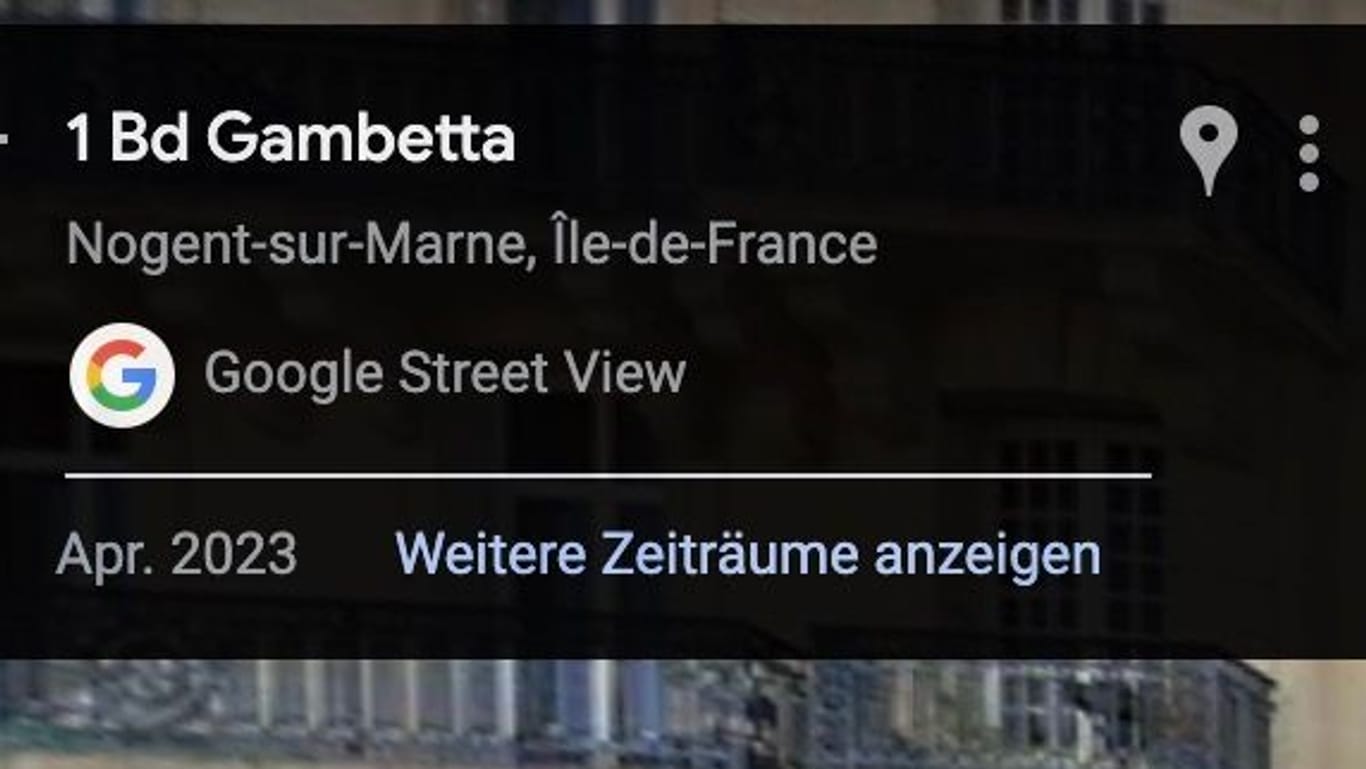 Über dieses Menü in Google Maps können Nutzer sich ältere Street-View-Aufnahmen anschauen.