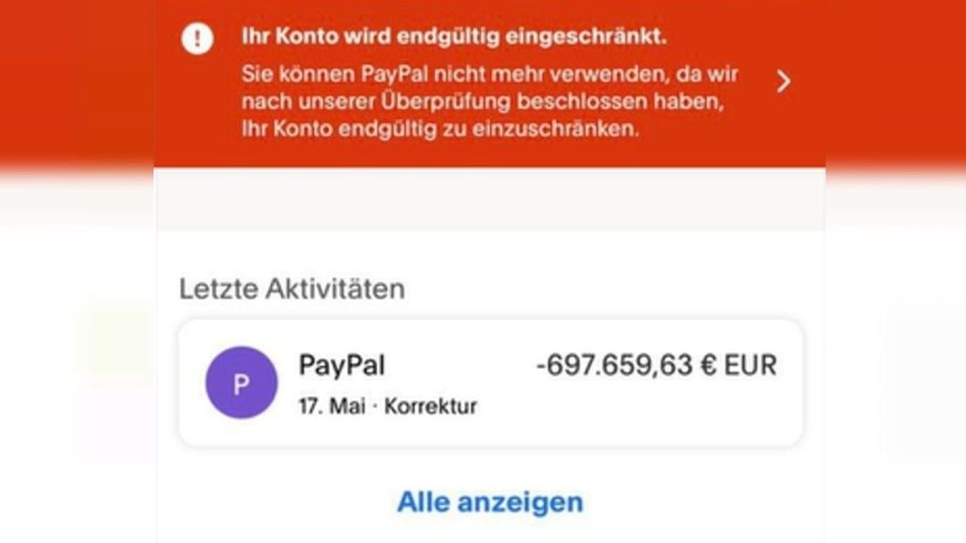 "Korrektur": Im Mai zog PayPal die gesammelte Spendensumme aus dem geschlossenen Account von Bodo Schiffmann ab, wie Schiffmann jetzt öffentlich machte.