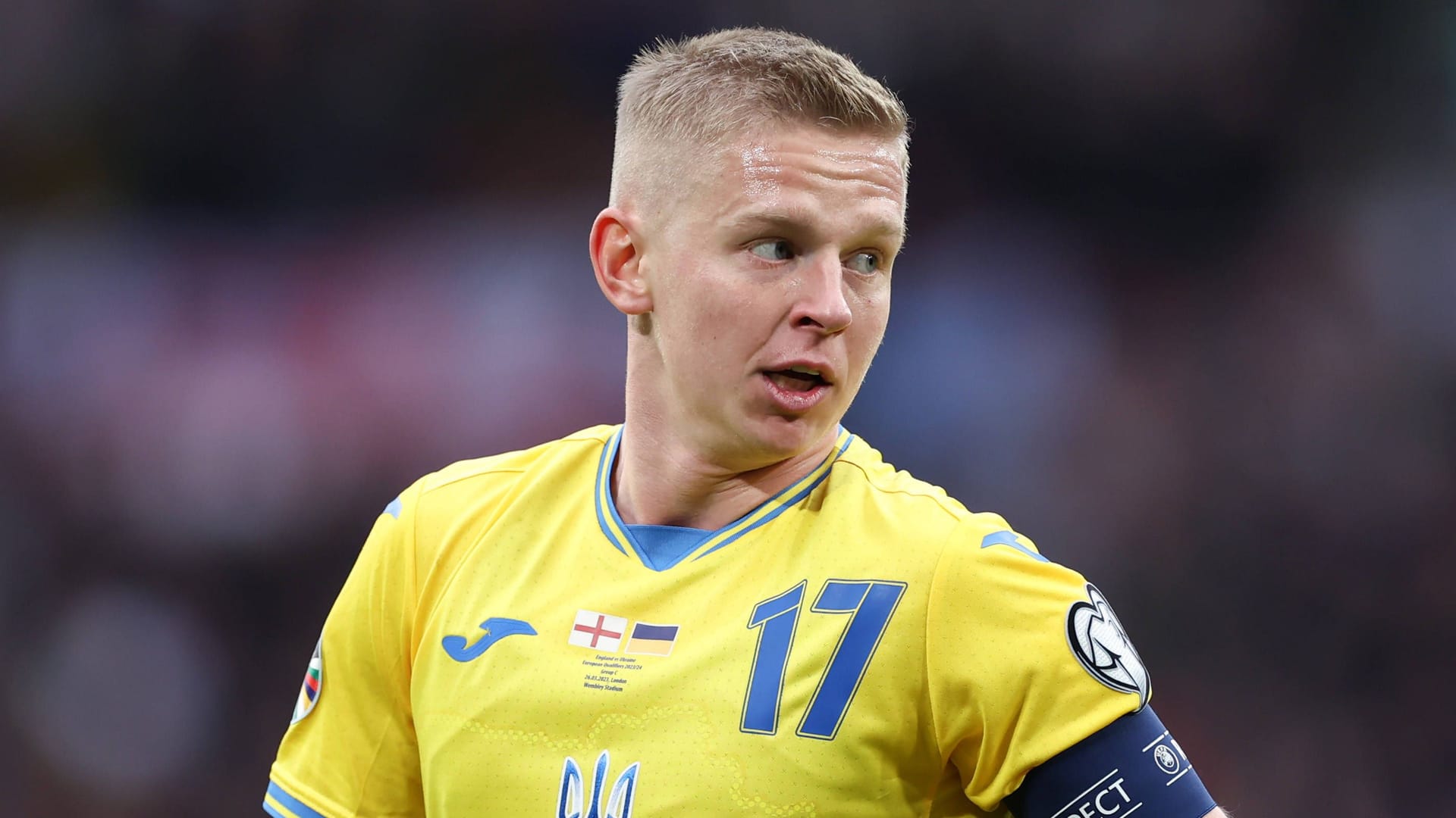 Oleksandr Zinchenko, hier bei einem Länderspiel mit der Ukraine im März 2023: Klare Haltung zu Sportler aus Russland und Belarus.