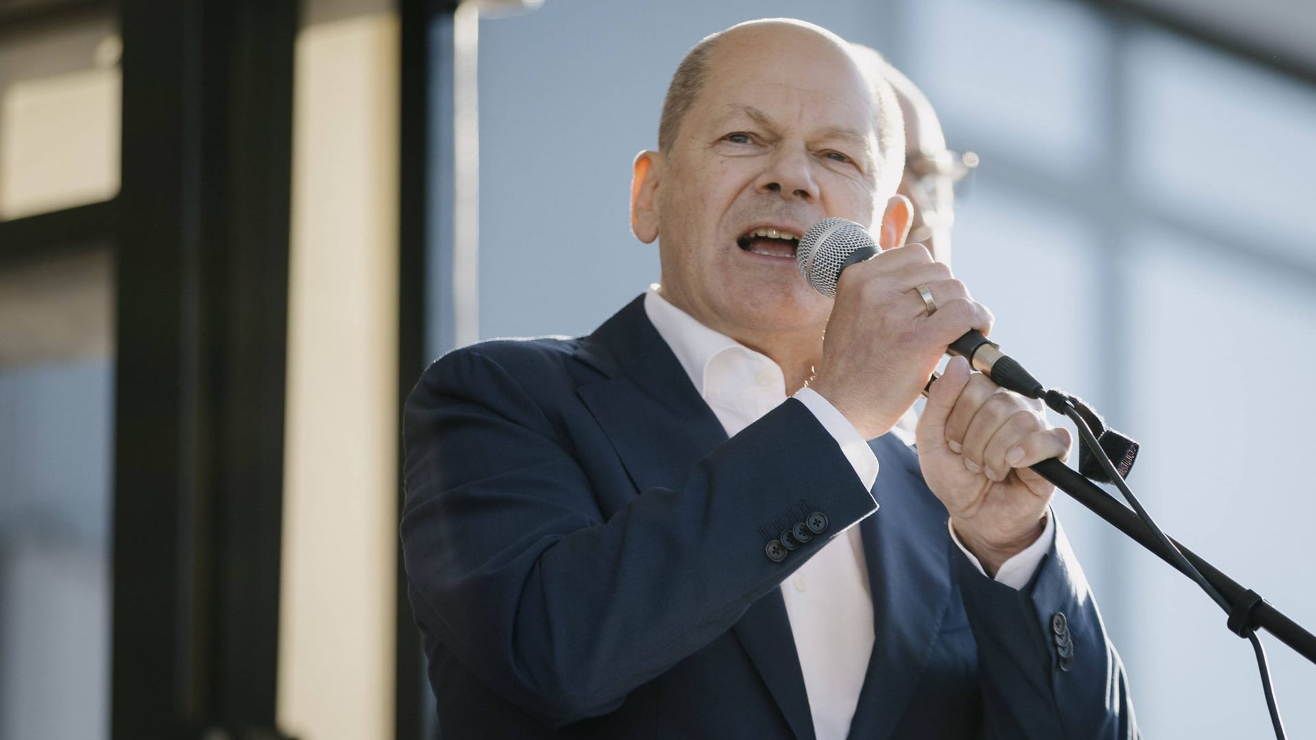 Olaf Scholz beim Europafest in Falkensee Anfang Juni 2023. Der Kanzler legte sich bei der SPD-Veranstaltung mit Zwischenrufern an.