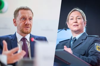 Michael Kretschmer und Claudia Pechstein: Der CDU-Politiker kritisiert, wie Claudia Pechstein aufgrund ihres Auftritts in Uniform diskreditiert werde.