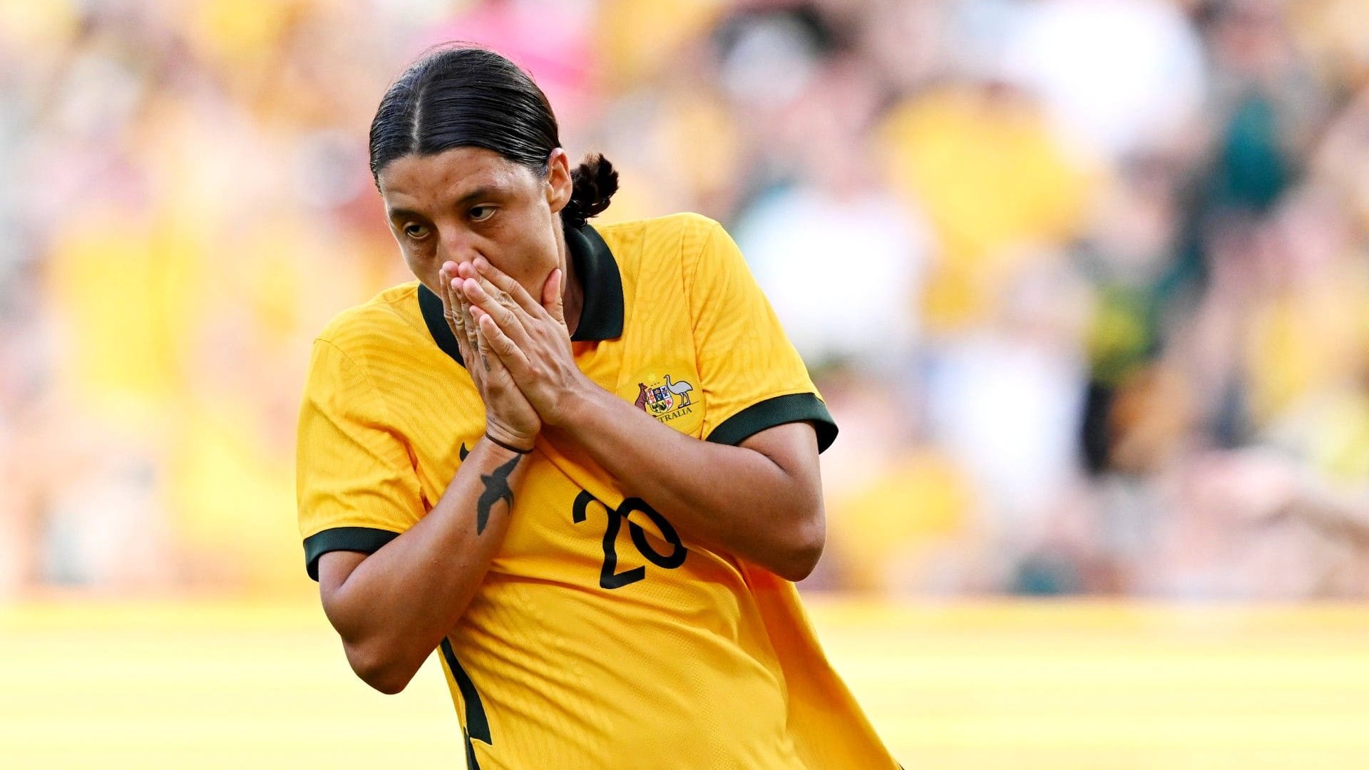 Sam Kerr beim Länderspiel der Australierinnen gegen Spanien im Februar 2023.