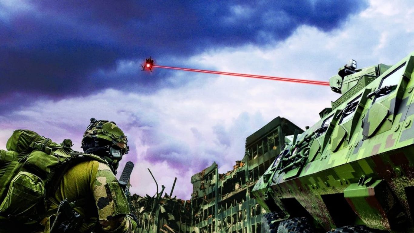 Eine grafische Darstellung der Talos-Laserwaffe: Sie soll Drohnen und Raketen abschießen.