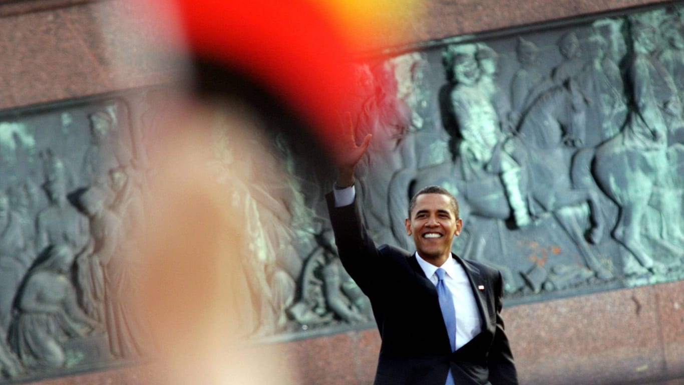 Barack Obama an der Siegessäule: Der Auftritt im Jahr 2008 begeisterte viele Deutsche.