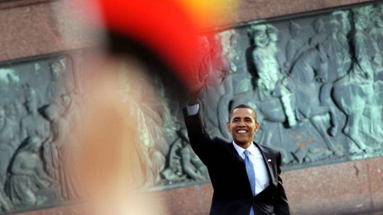 Barack Obama an der Siegessäule: Der Auftritt im Jahr 2008 begeisterte viele Deutsche.
