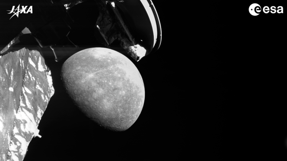 Der Merkur: Dieses Bild nahm "BepiColombo" beim Vorbeiflug auf.