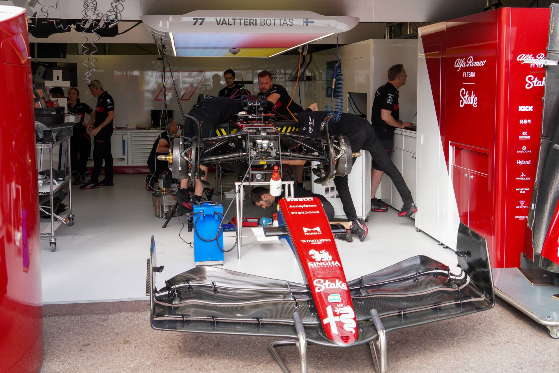 Box von Alfa Romeo beim Großen Preis von Monaco 2023: Das Team wird sich personell neu aufstellen.