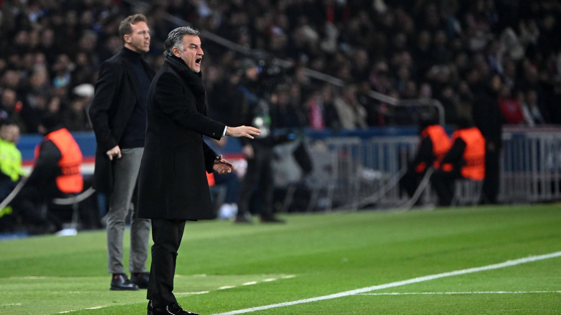 Nagelsmann (l.) und Galtier: Der frühere Bayern-Coach gewann in der Champions League mit den Münchner gegen PSG.