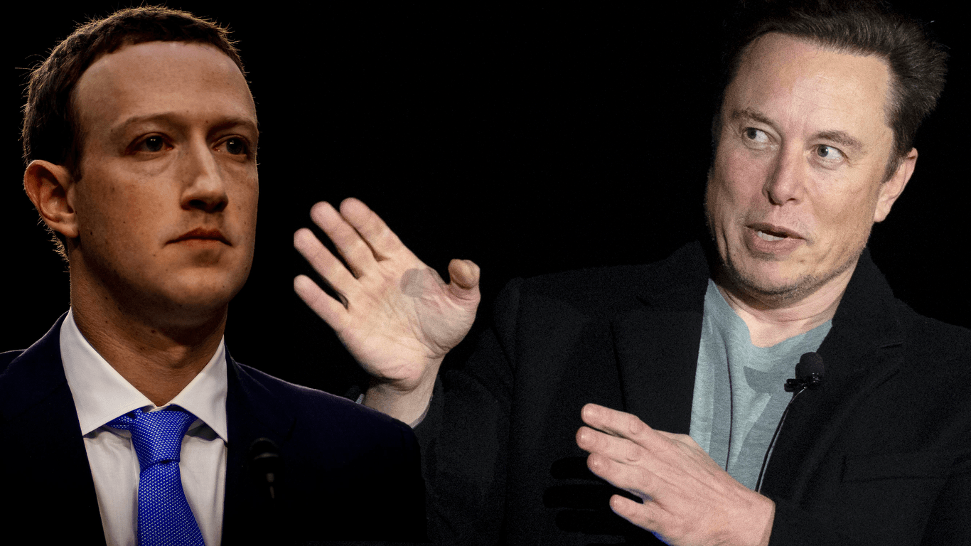 Superreiche auf Ego-Trip: Gibt es bald einen Kampf zwischen Mark Zuckerberg (li.) und Elon Musk?