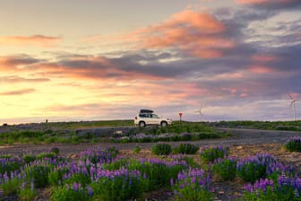 Auto parkt im isländischen Hochland (Symbolbild): Eine Reiserücktrittsversicherung kann Ihnen Stornogebühren ganz oder teilweise erstatten.