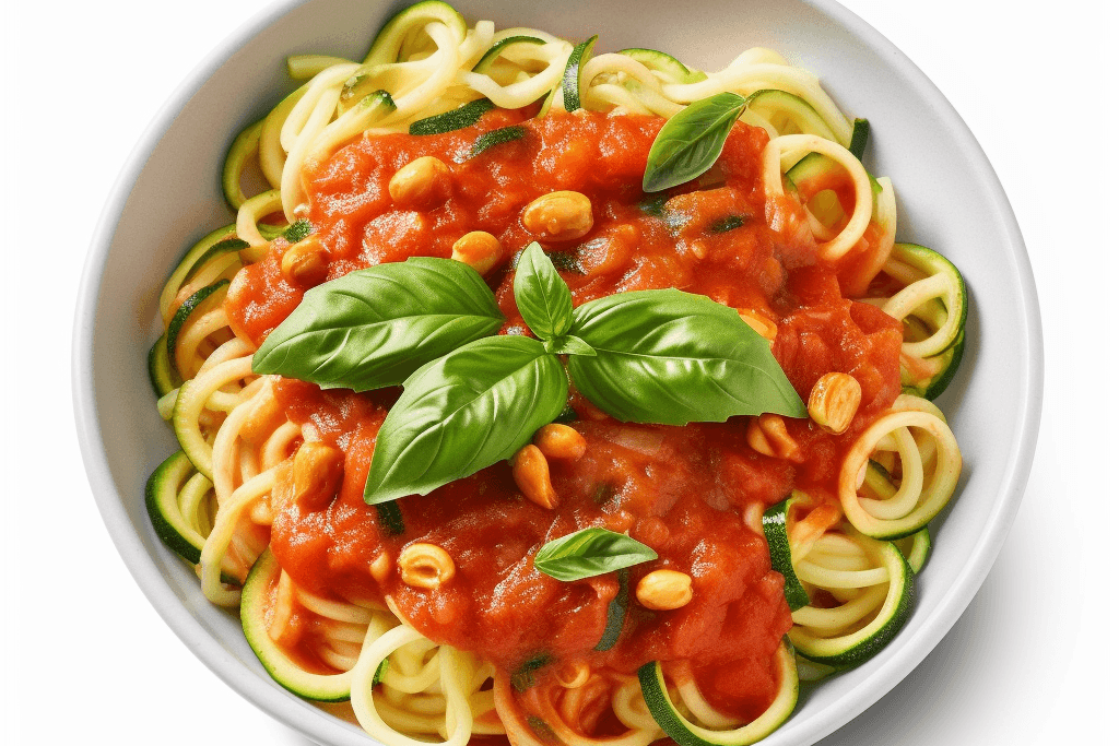 Zucchini-Spaghetti mit Tomatensauce