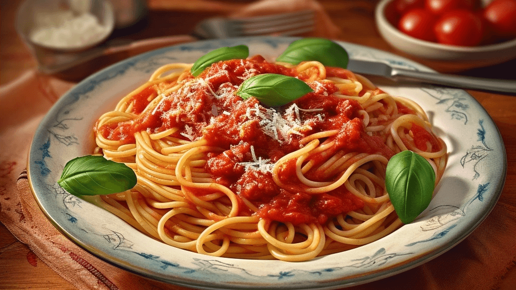 Spaghetti mit würziger Paprika-Tomatensauce