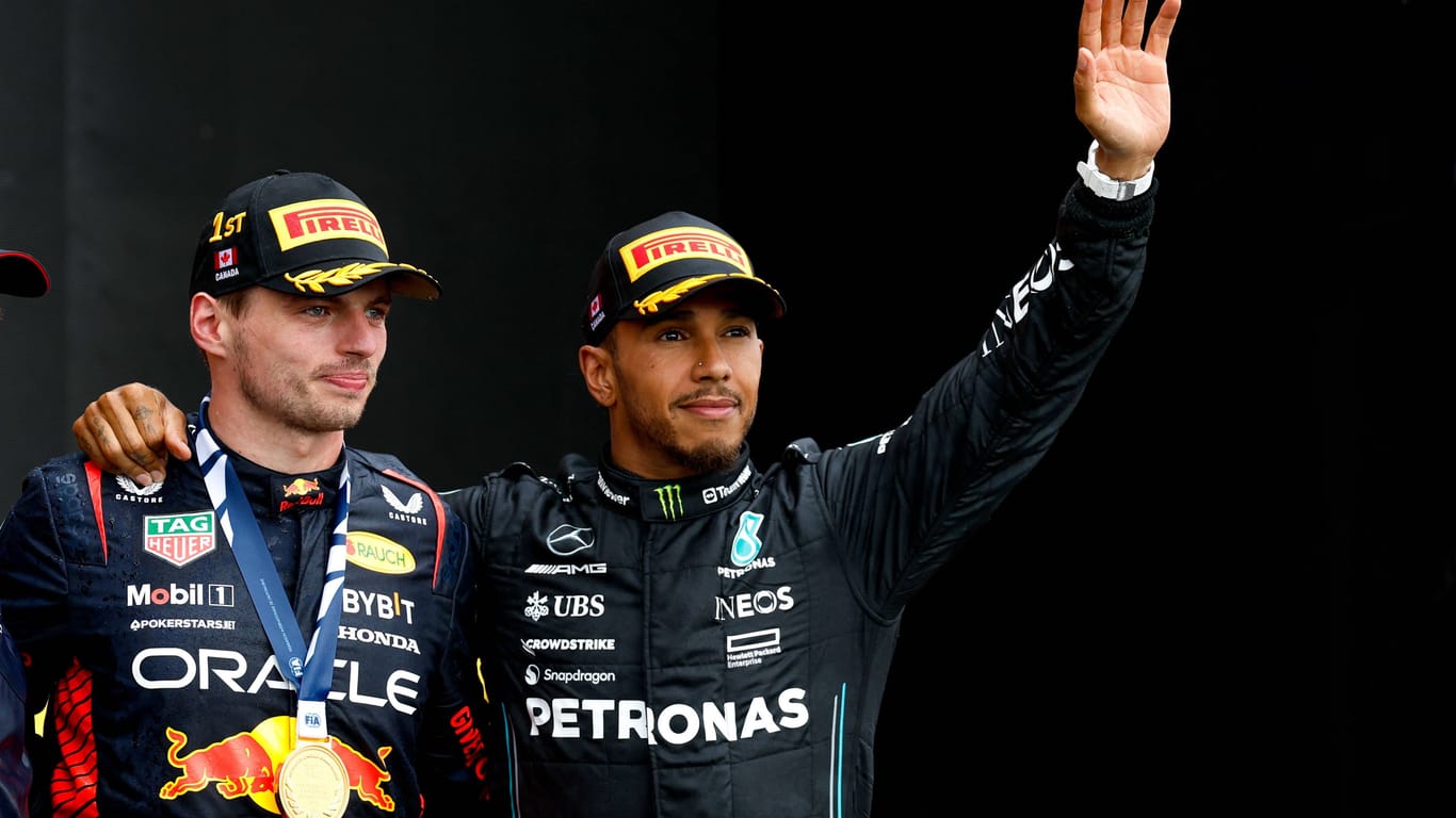 Max Verstappen (l.) und Lewis Hamilton: Der Brite hat über seinen Konkurrenten gesprochen.