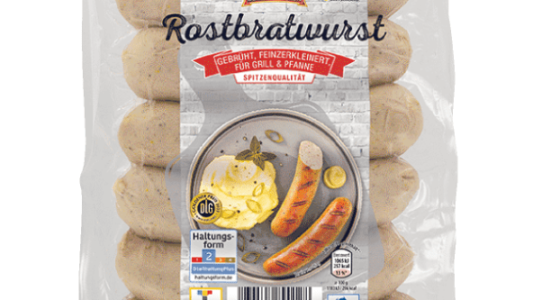 Verpackungsansicht: Gut Drei Eichen Rostbratwurst 6x90g.