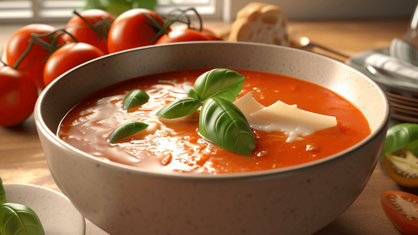 Schnelle Tomaten-Basilikum-Suppe: vegan &amp; aromatisch