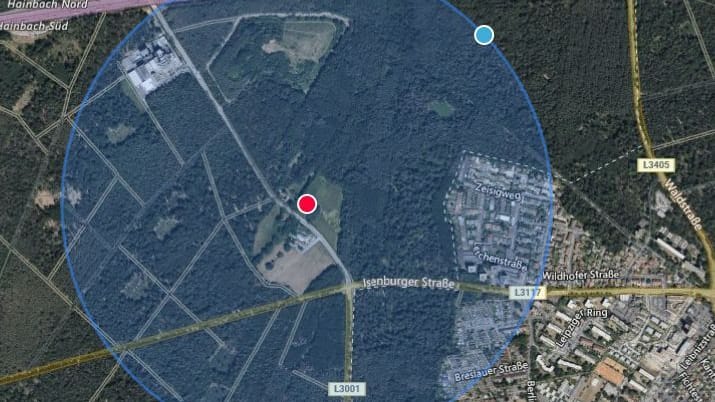 Evakuierungskarte: Die Evakuierungsmaßnahmen werden nun in einem Radius von 750 Meter um den Fundort vorbereitet. Evakuierungskarte: Die Evakuierungsmaßnahmen werden nun in einem Radius von 750 Meter um den Fundort vorbereitet.