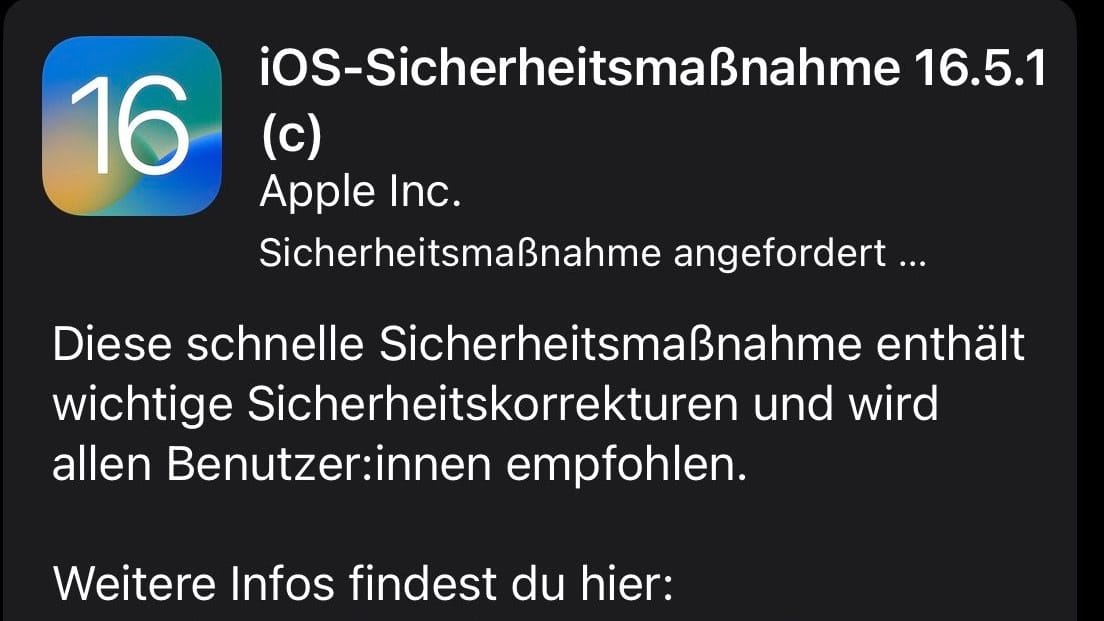 Installationshinweis unter iOS: Die neuen Updates werden per Blitz-Verfahren eingespielt.