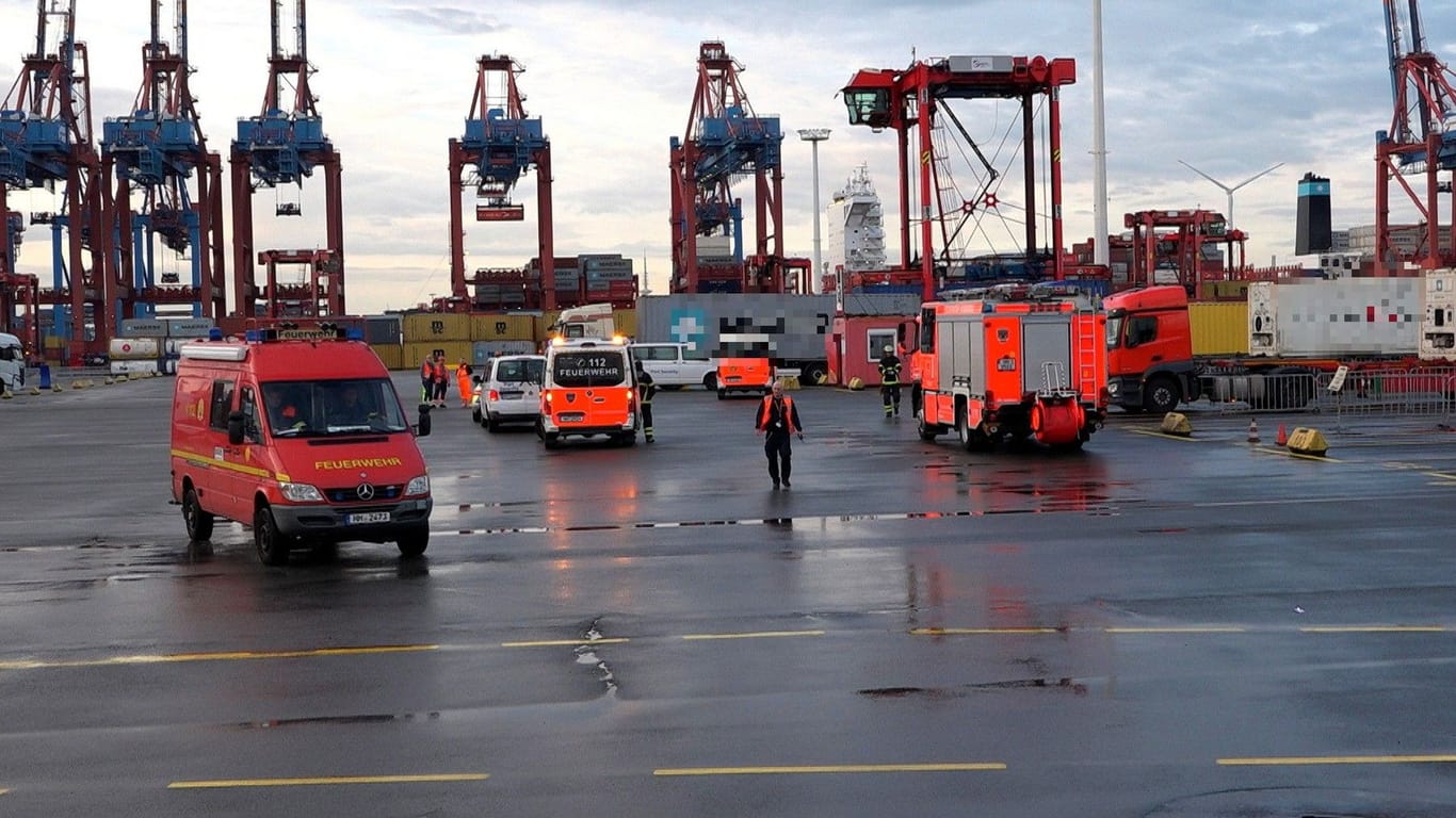 Unfallort am Hafen: In dem Containerterminal ist ein Mann ums Leben gekommen.