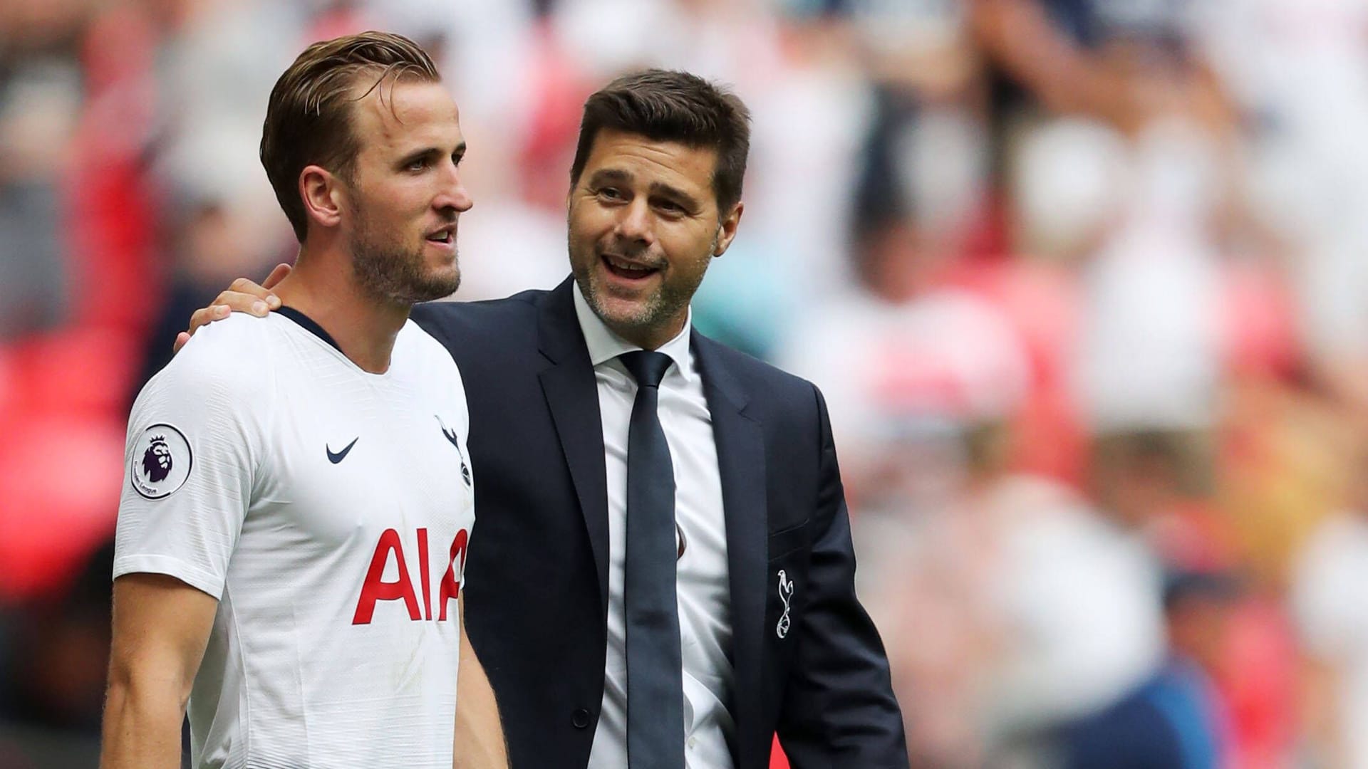 Harry Kane (l.) und Mauricio Pochettino: Der Chelsea-Trainer und der Stürmer kennen sich gut.