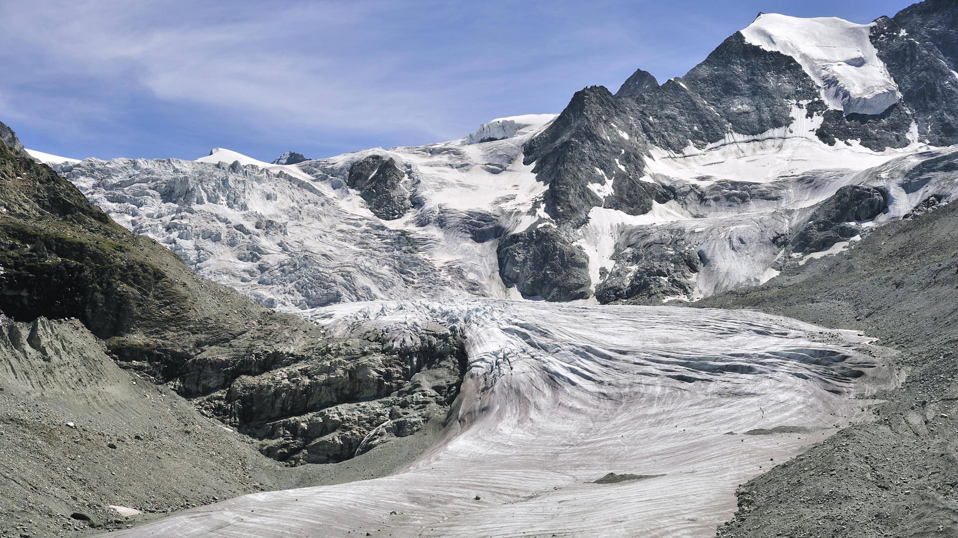 Der Moiry Gletscher in den Penninischen Alpen: Wie viele andere Gletscher geht auch dieser zurück.