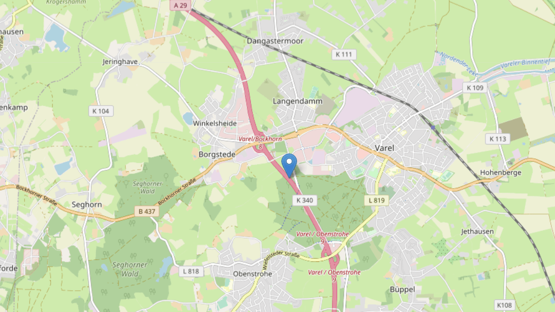 Der genaue Standort des Blitzers: Hier an der A29 steht das Gerät.