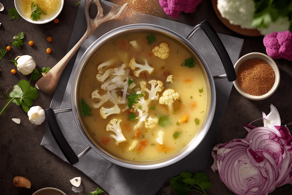 Sanft cremig, erfrischend und gesund: mit einer Blumenkohlsuppe mit Kokosmilch und Curry bringen Sie ganz einfach eine wohltuende Mahlzeit auf den Tisch.