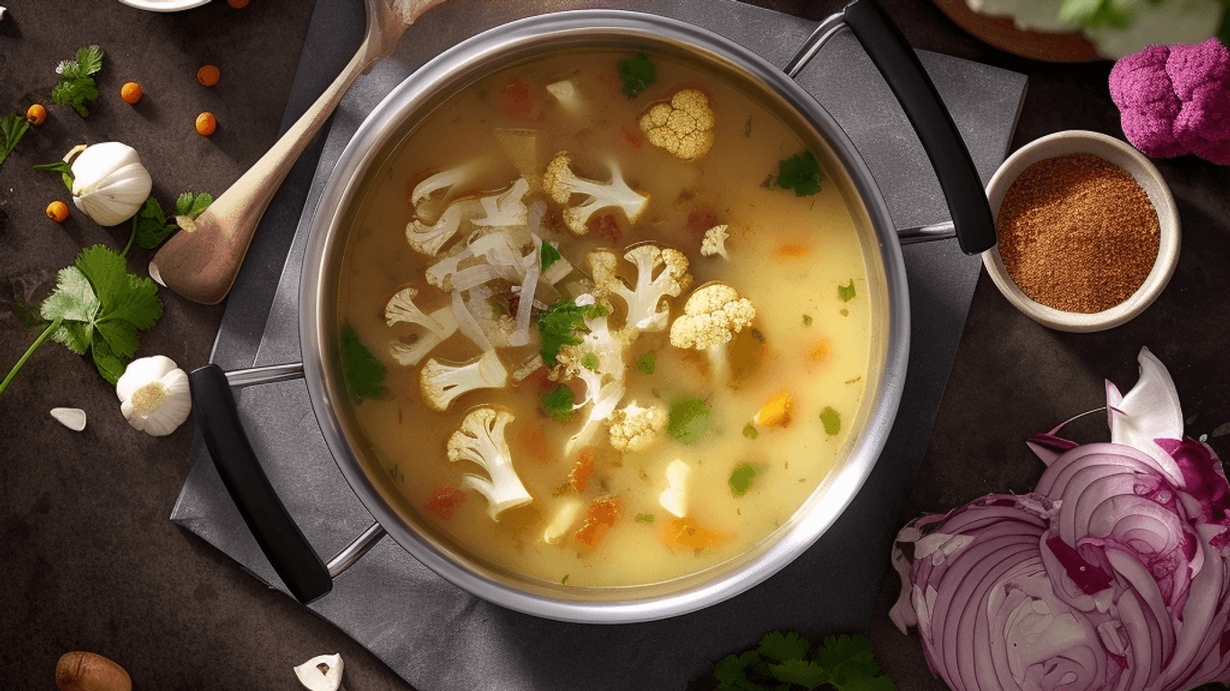 Sanft cremig, erfrischend und gesund: mit einer Blumenkohlsuppe mit Kokosmilch und Curry bringen Sie ganz einfach eine wohltuende Mahlzeit auf den Tisch.
