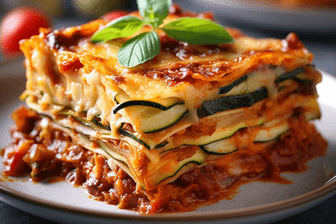 Vegane Lasagne mit Sojahack und Gemüse