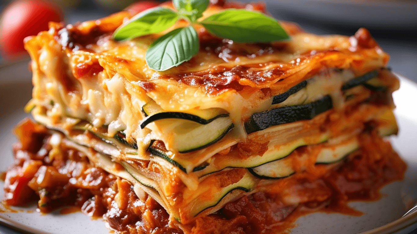 Vegane Lasagne mit Sojahack und Gemüse