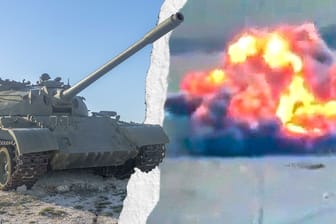 Ein russischer "Kamikaze-Panzer" explodiert