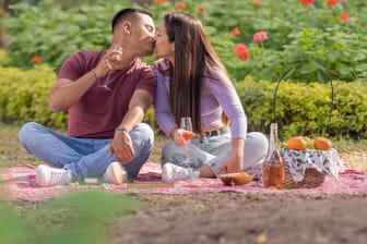 Ein Paar picknickt im Park (Symbolbild): Eine Influencerin gibt bei t-online Tipps für die Suche nach dem oder der Richtigen.