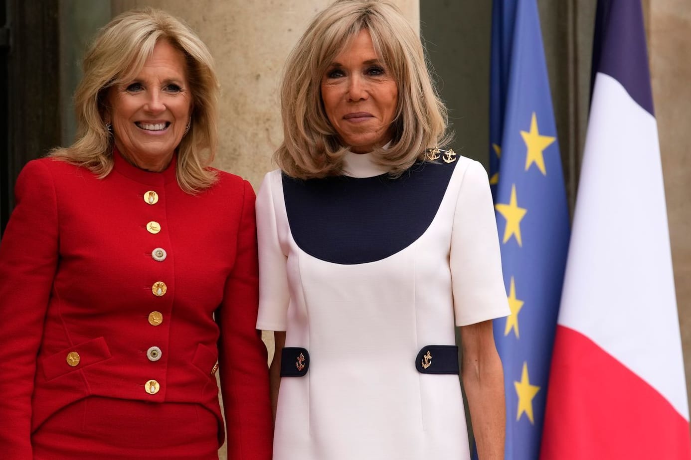 Jill Biden und Brigitte Macron: Die First Lady der USA und die Première Dame von Frankreich trafen sich in Paris.