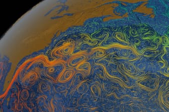 Visualisierung der Atlantikströmungen der Nasa: Die Umwälzsströmung im Atlantik wird immer schwächer.