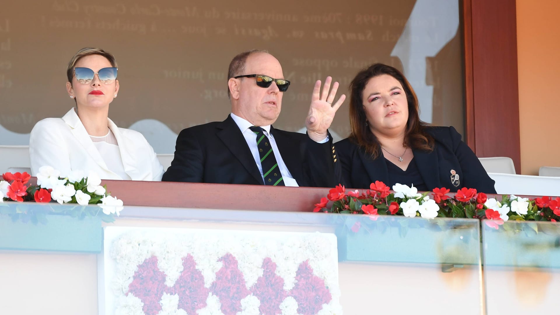 Fürst Albert II. mit Charlène und Mélanie-Antoinette Costello de Massy.