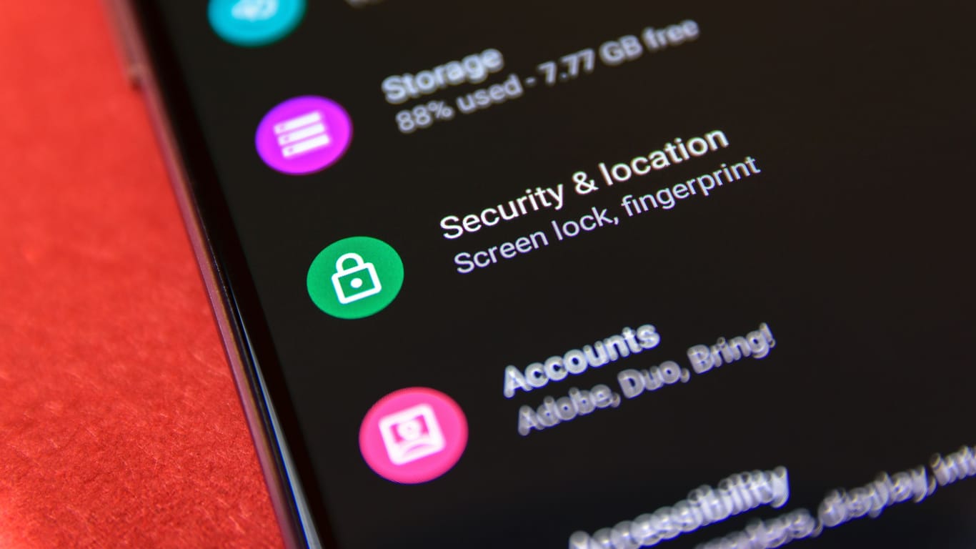 CLUJ, ROMANIA - JUL 15, 2019: Security & location in the Android 9 settings menu. Security & location illustrative editorial