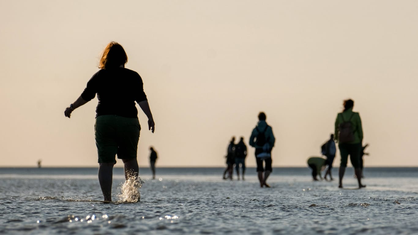 Wanderer im Wattenmeer bei Büsum (Symbolbild): Am Samstag ist dort ein Mann tödlich verunglückt.