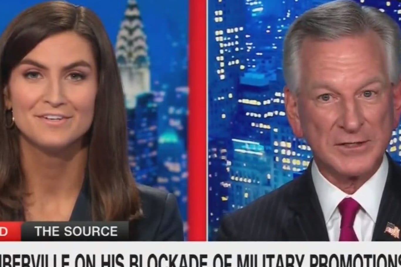 Moderatorin Kaitlan Collins und Senator Tommy Tuberville im Sender "CNN". Moderatorin Kaitlan Collins und Senator Tommy Tuberville im Sender "CNN".