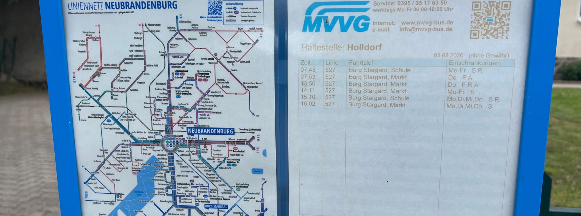 Busfahrplan in Burg Stargard: Kein Anschluss nach 16 Uhr.