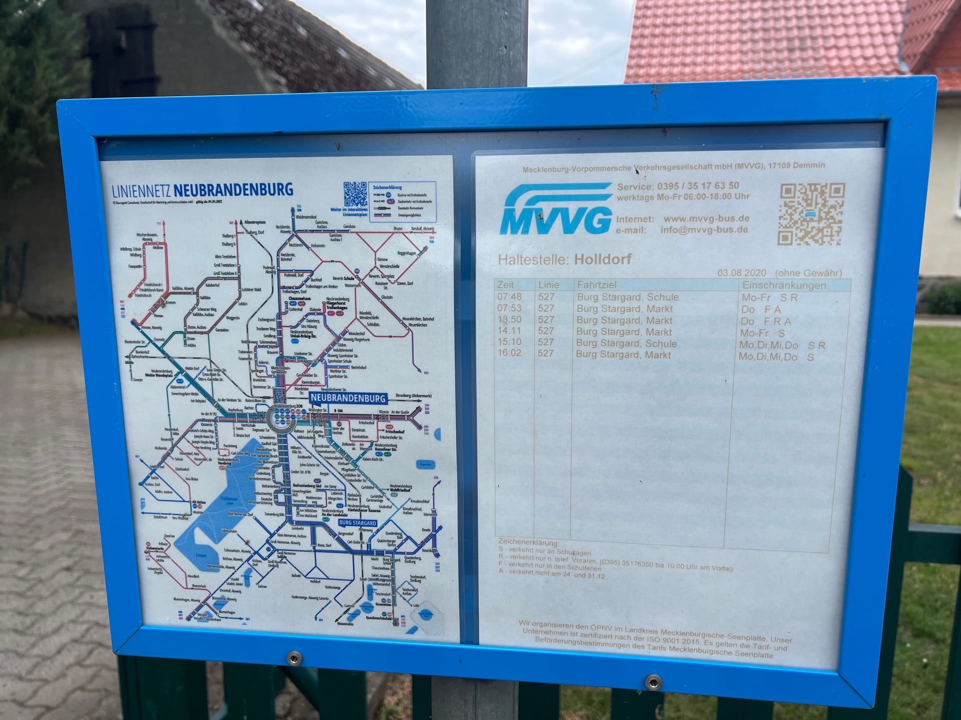 Busfahrplan in Burg Stargard: Kein Anschluss nach 16 Uhr.