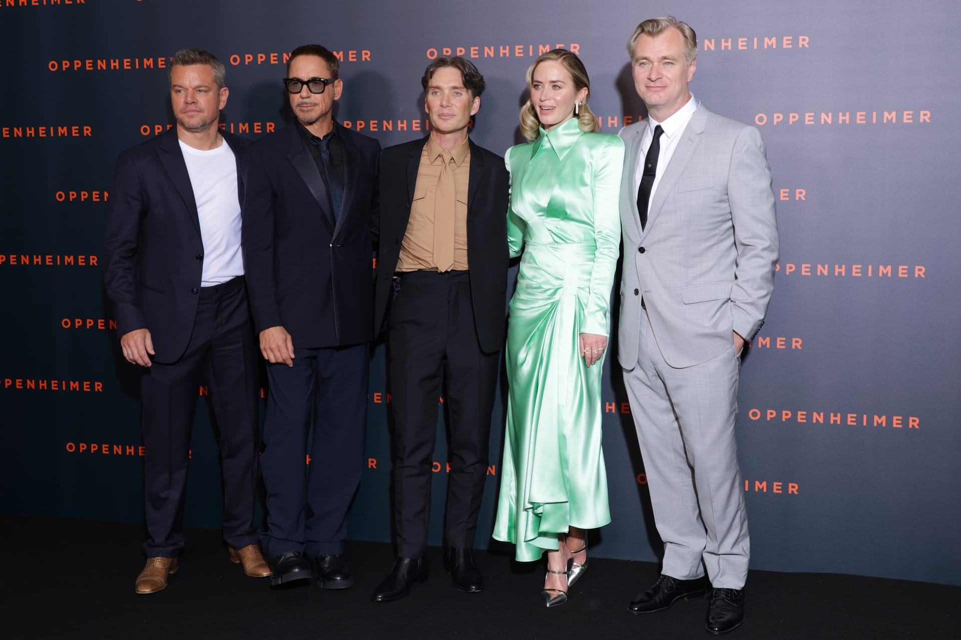 Matt Damon, Robert Downey Jr., Cillian Murphy, Emily Blunt und Christopher Nolan