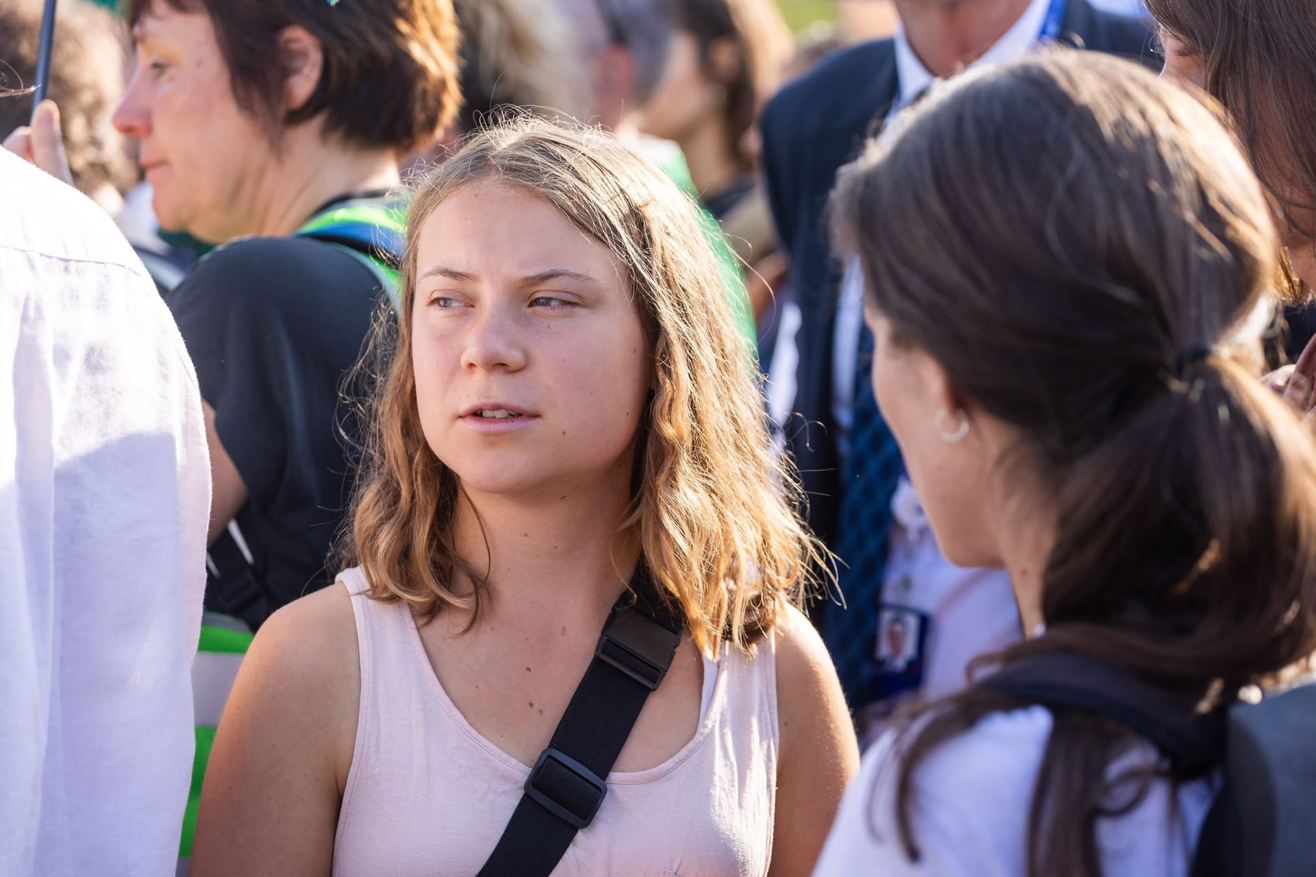 Greta Thunberg bei Protesten vor dem EU-Parlament. Drinnen war sie sich weniger zurückhaltend.