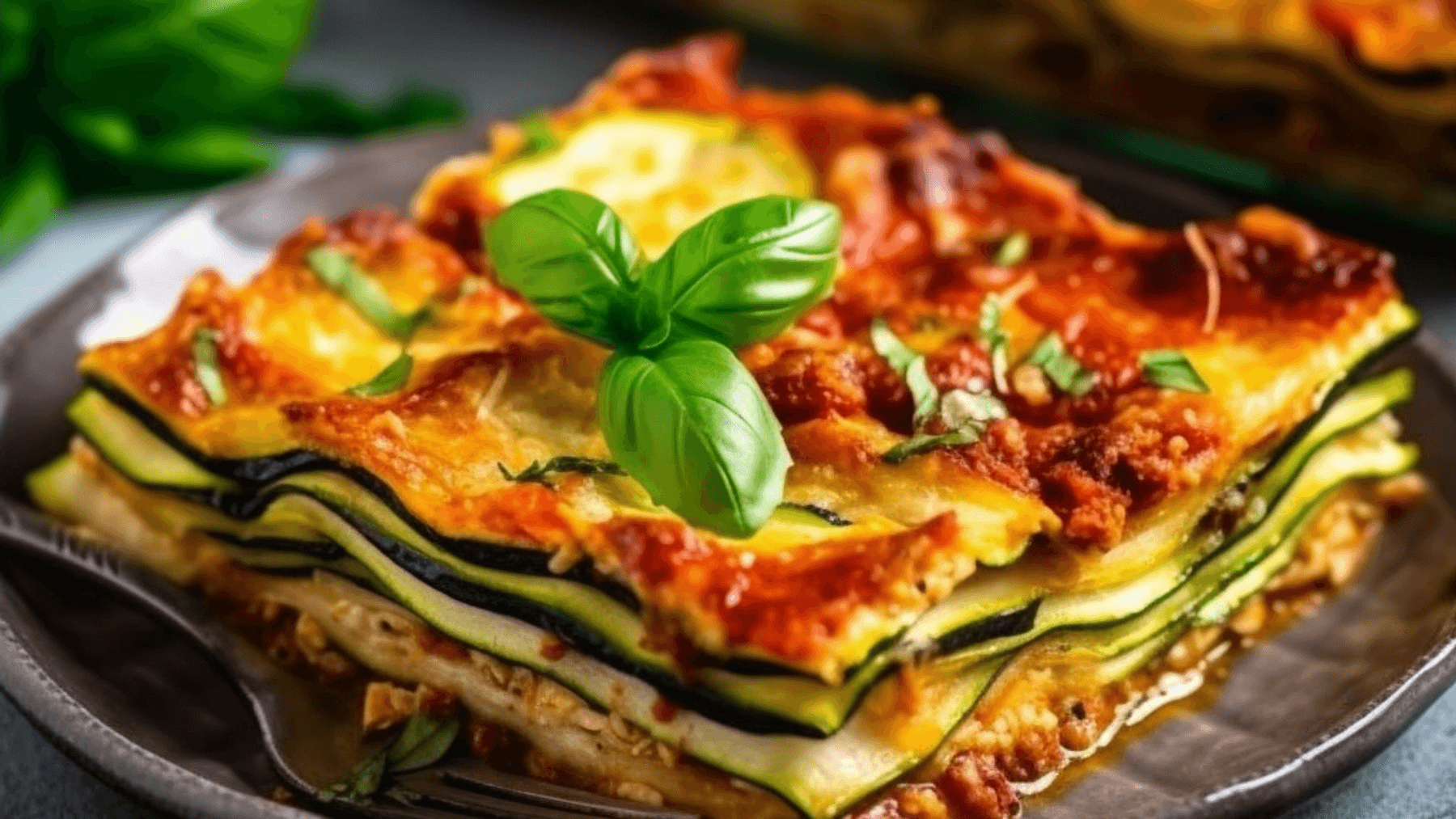 Vegane Zucchini-Lasagne mit würzigem Hack