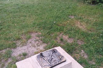 Die Schwanstatue im Clara-Zetkin-Park ist nun körperlos. Es ist bereits der zweite Diebstahl dieser Art.